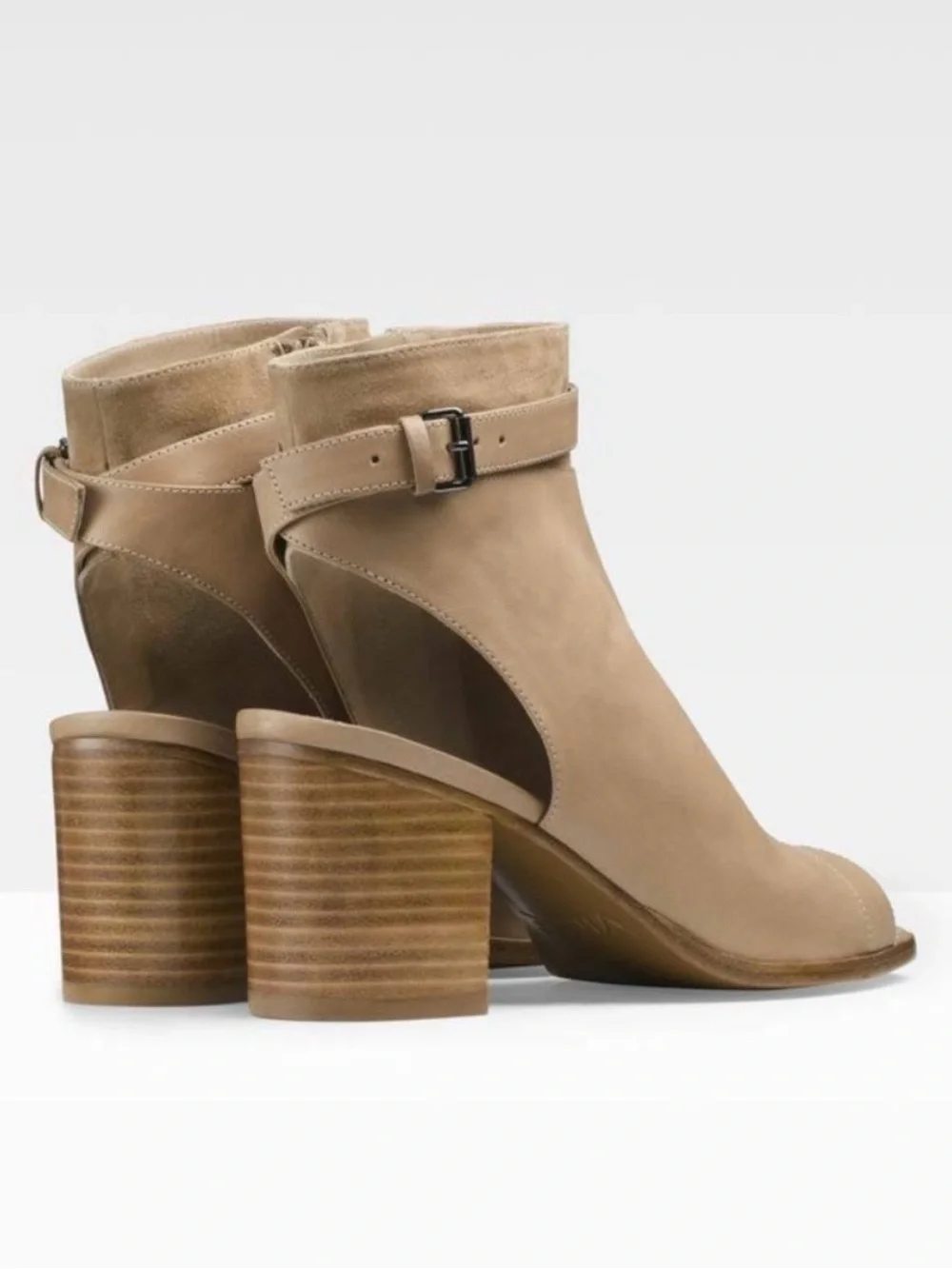 Vince JANE peep toe block heel ankle bootie  Size 7 Narrow 7N beige